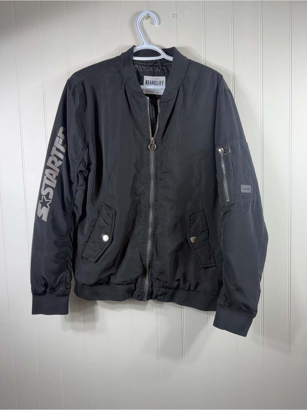 Bearcliff Starter Style Black Quilted Bomber Jacket Men’s Medium - Picture 2 of 6